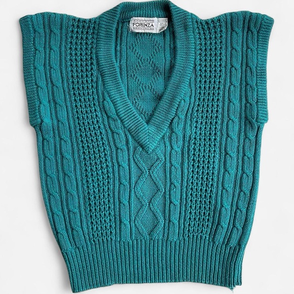 Forenza Sweaters - Vintage Forenza Teal Chunky Knit Sleeveless Sweater Vest